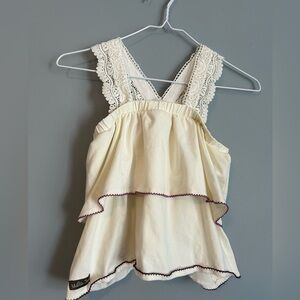 Matilda Jane Cream Layered Top with Lace Straps